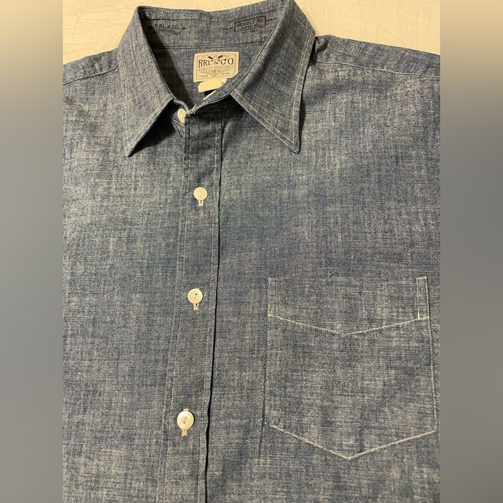 Ralph Lauren Double RL Blue Casual Button Down Shirt - Picture 4 of 6